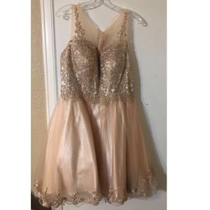 Pink-cream short dress